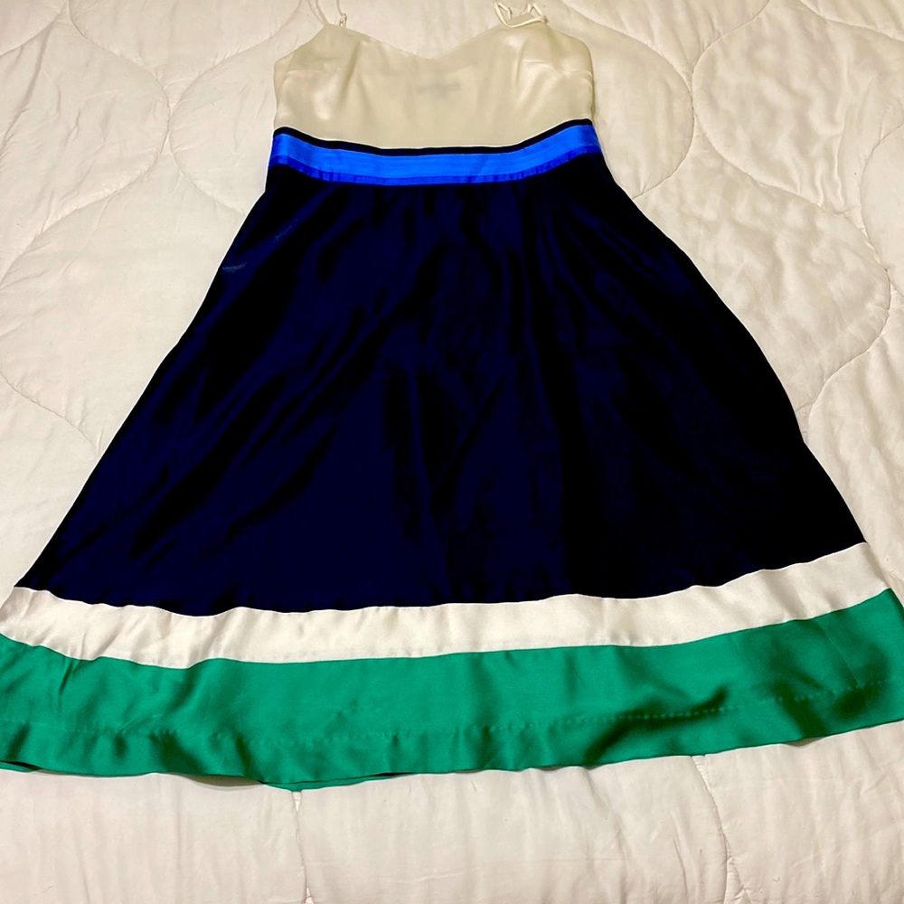 BANANA REPUBLIC SUMMER DRESS LINEDwPOCKETS SIDEZIP &ADJUSTABLE SPAGHETTI STRAPS.